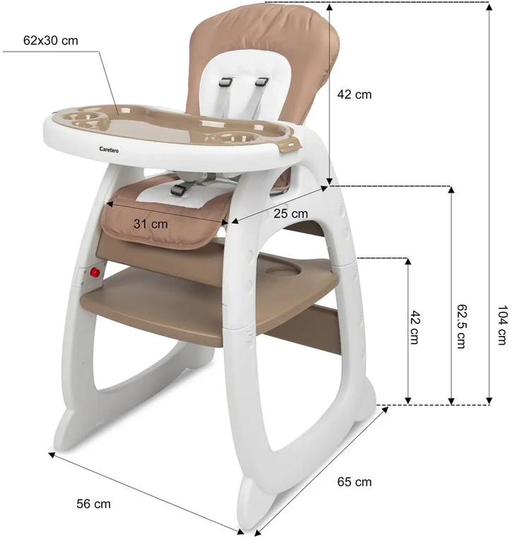 Дитячий стільчик для годування Caretero Homee Grey